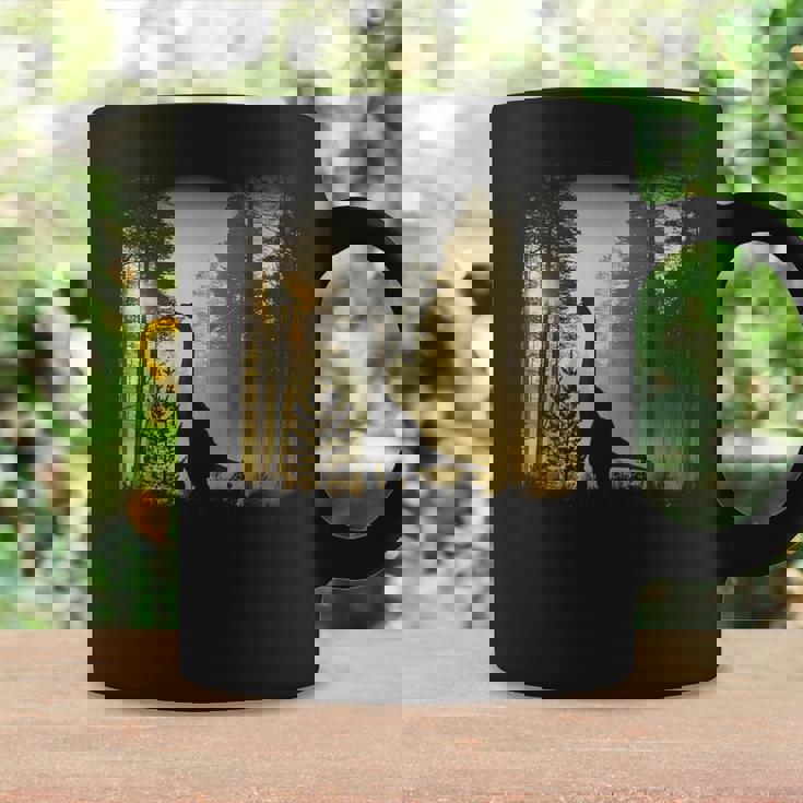 夜明けの竜脚類恐竜の森 リアルなグラフィックデザイン コーヒーマグ ギフトのアイデア