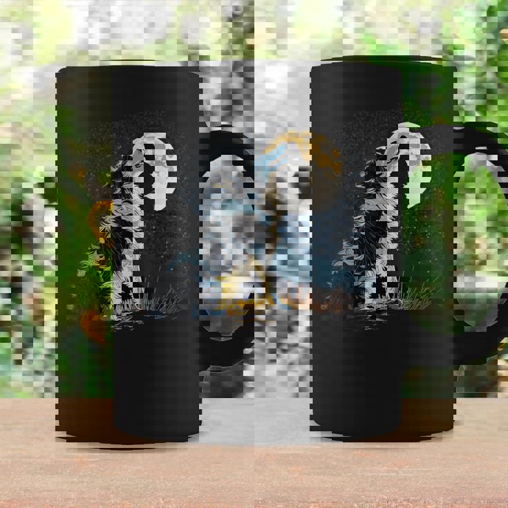 月に吠える美しいボーダーコリー犬 コーヒーマグ ギフトのアイデア