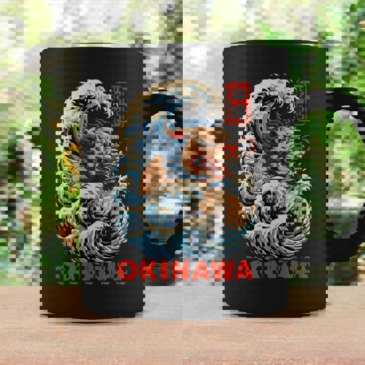 沖縄シーサー 日本漢字 ライオン レトロ アニメ 日本 お土産 コーヒーマグ ギフトのアイデア