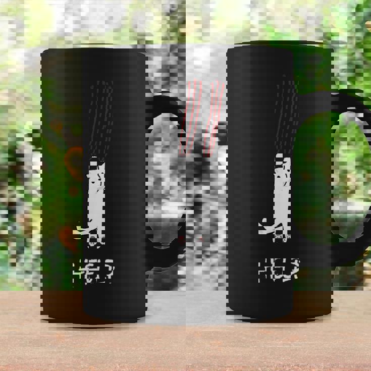 猫が助けを求めている、猫好きの方にオススメの面白いイラスト コーヒーマグ ギフトのアイデア