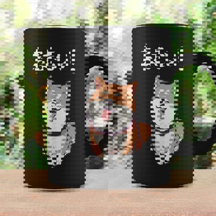 笑い話「ねむい！」おもしろい 柴犬の 漢字文字入り コーヒーマグ ギフトのアイデア