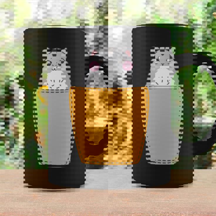 胸ポケットにハムスター 長袖tシャツ コーヒーマグ ギフトのアイデア