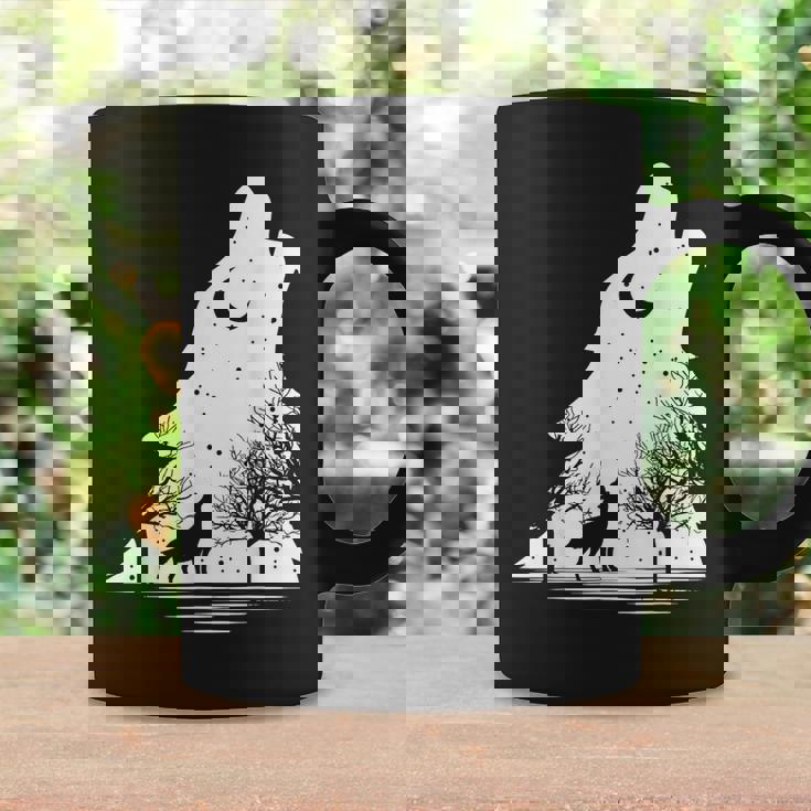 遠吠えするオオカミ 星空 オオカミモチーフ 男女兼用 コーヒーマグ ギフトのアイデア