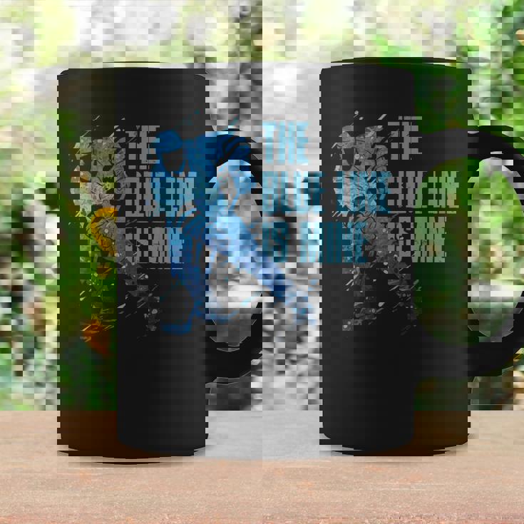 青い線は私のもの アイスホッケー コーヒーマグ ギフトのアイデア