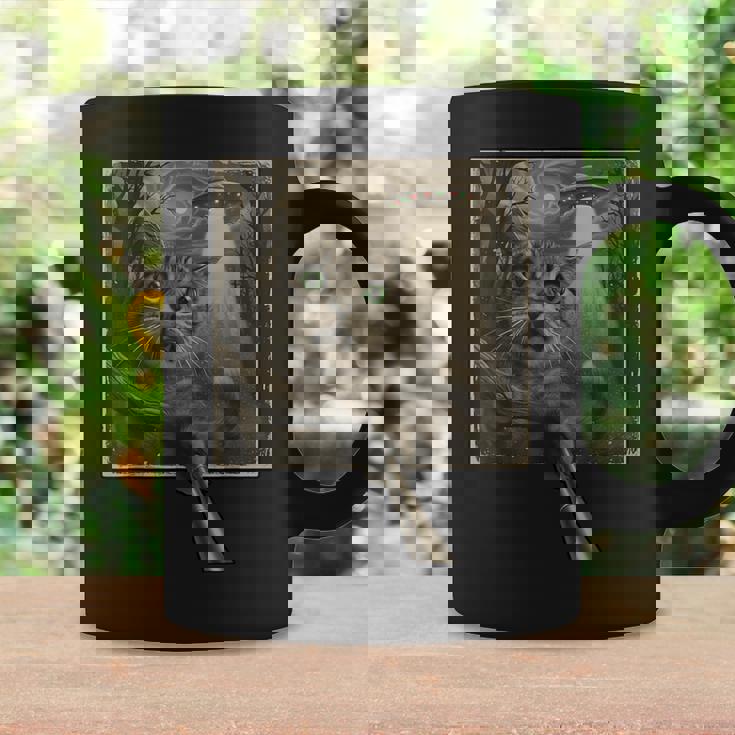 面白いsf自撮り猫とエイリアンビジターの不気味な瞬間。 コーヒーマグ ギフトのアイデア