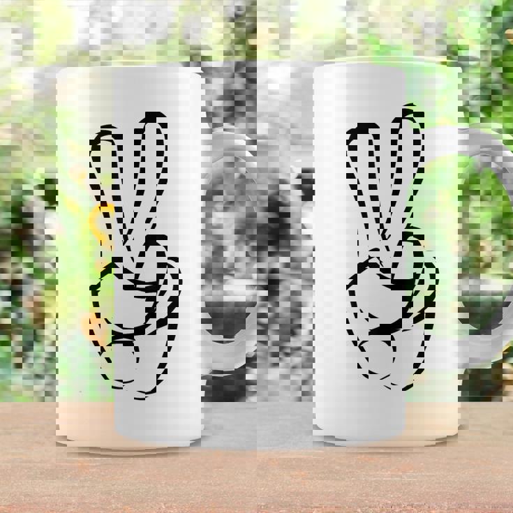 2本指 ピースサイン キュート ビクトリー ハンド ジェスチャー ピースシンボル コーヒーマグ ギフトのアイデア