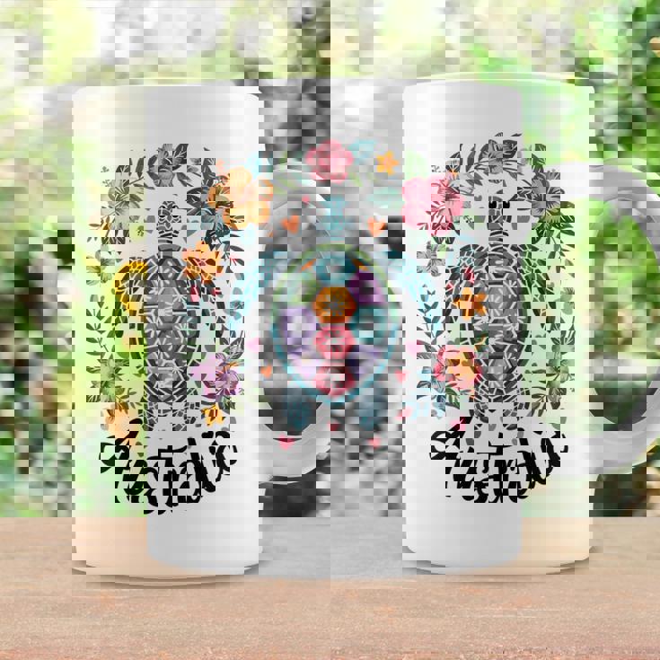 かわいいウミガメオーストラリア、楽しいトロピカルフラワーとハート コーヒーマグ ギフトのアイデア