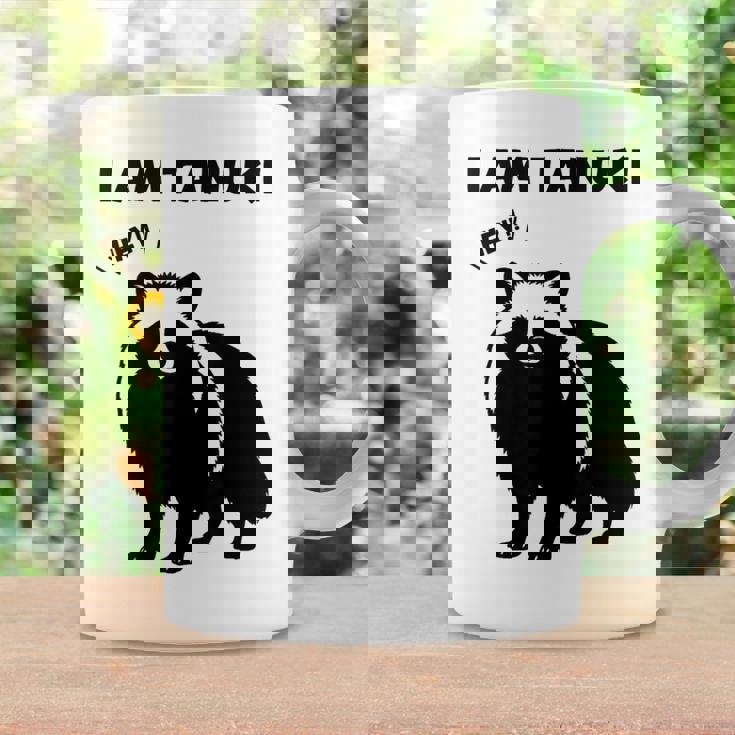 たぬきのシルエット I Am Tanuki おもしろ ユニーク 白黒 アニマル かわいい動物 狸 タヌキ 野生動物 コーヒーマグ ギフトのアイデア