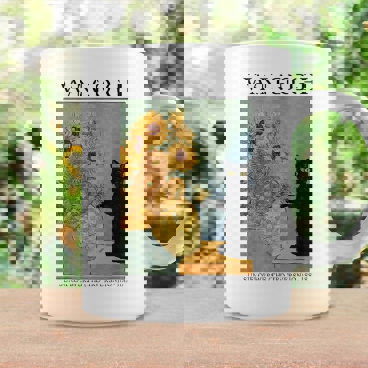 ひまわりと黒猫のヴィンテージアート 猫好き 猫飼い 猫 ネコ ねこくろねこ好き 面白い コーヒーマグ ギフトのアイデア