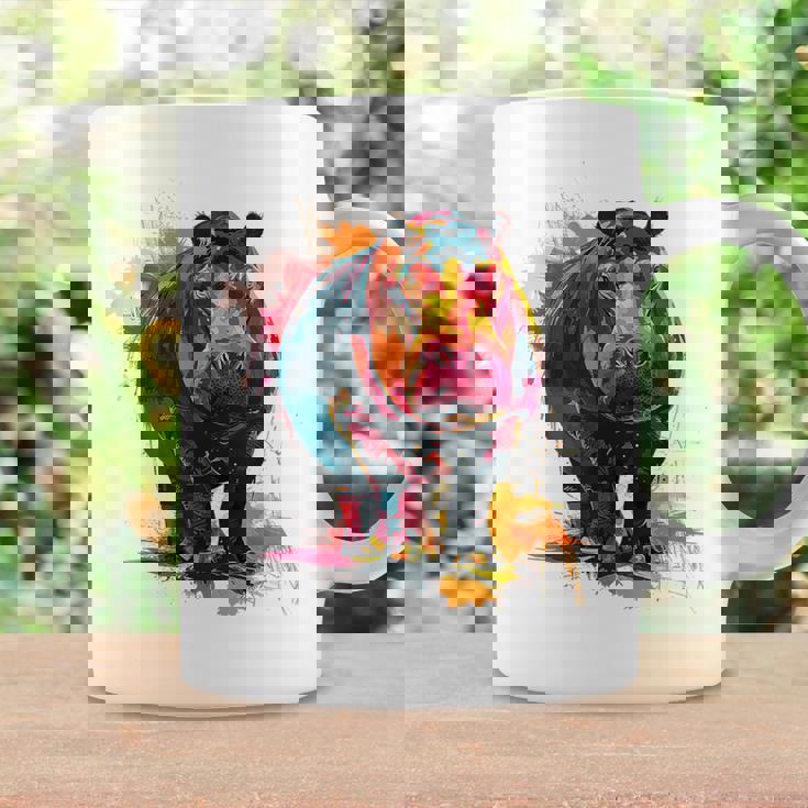 カバ 動物 カラフル グラフィック 抽象 アート 絵画 カバ コーヒーマグ ギフトのアイデア