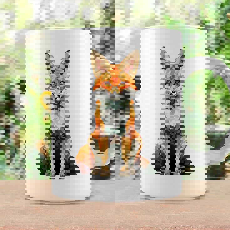 キツネ アニマル柄 グラフィック ポートレート イラスト 幾何学 キツネ コーヒーマグ ギフトのアイデア