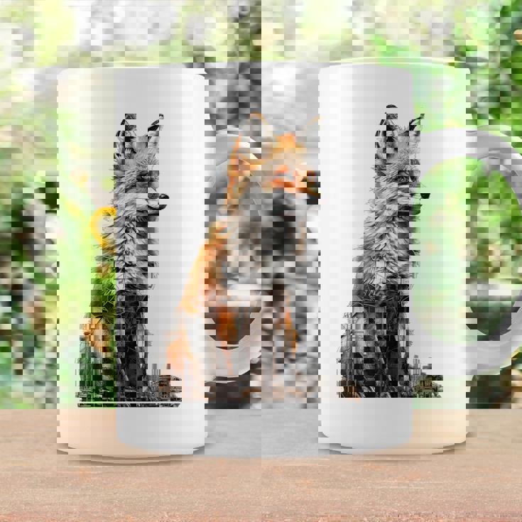 キツネ アニマル柄 モチーフ 抽象 イラスト 描画 狐 コーヒーマグ ギフトのアイデア