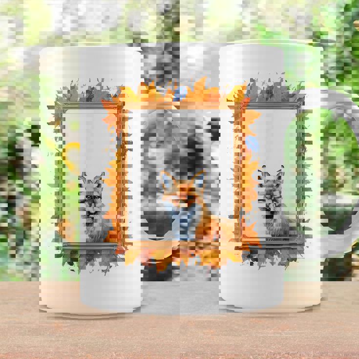 キツネ アニマル柄 モチーフ 紅葉 イラスト 自然 狐 コーヒーマグ ギフトのアイデア