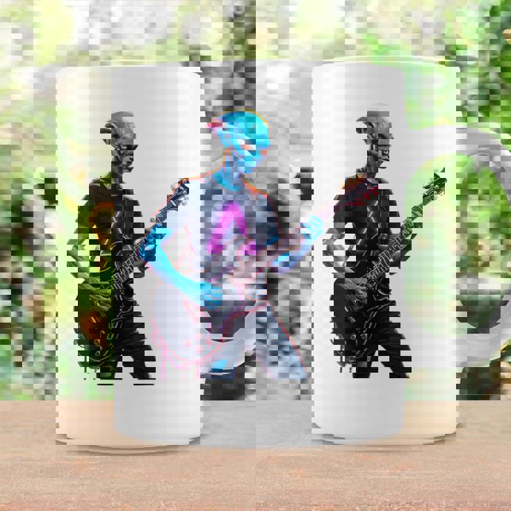 バックプリント ギタリスト エイリアン グラフィック ギター エイリアン ギタリスト コーヒーマグ ギフトのアイデア