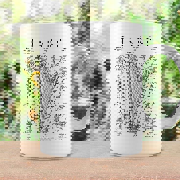 ハープ ヴィンテージ 特許ハーピスト ドローイングプリント コーヒーマグ ギフトのアイデア