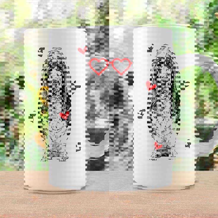 バセットハウンド ハートグラス バレンタインデー 犬 ママ コーヒーマグ ギフトのアイデア