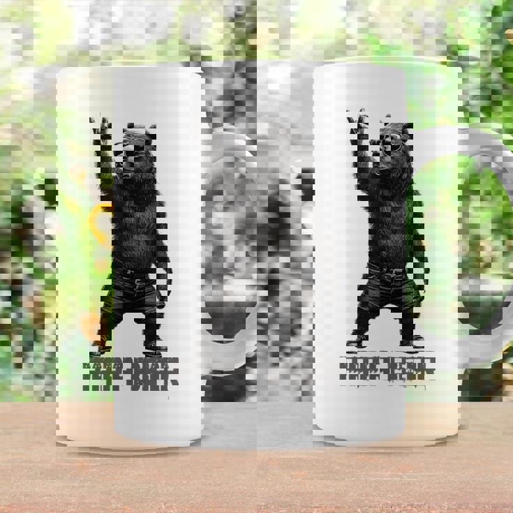 パパベア グリズリーベア ロックジェスチャー クールなパパ グリズリーベア コーヒーマグ ギフトのアイデア