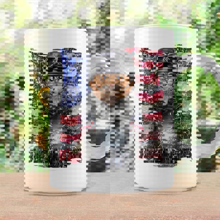 三毛猫 オレンジ猫 ねこ バイク 星条旗 アメリカ コーヒーマグ ギフトのアイデア