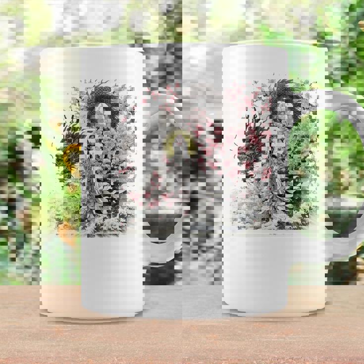 日本 浮世絵 観音菩薩 竜 桜 波 バックプリント 長袖tシャツ コーヒーマグ ギフトのアイデア