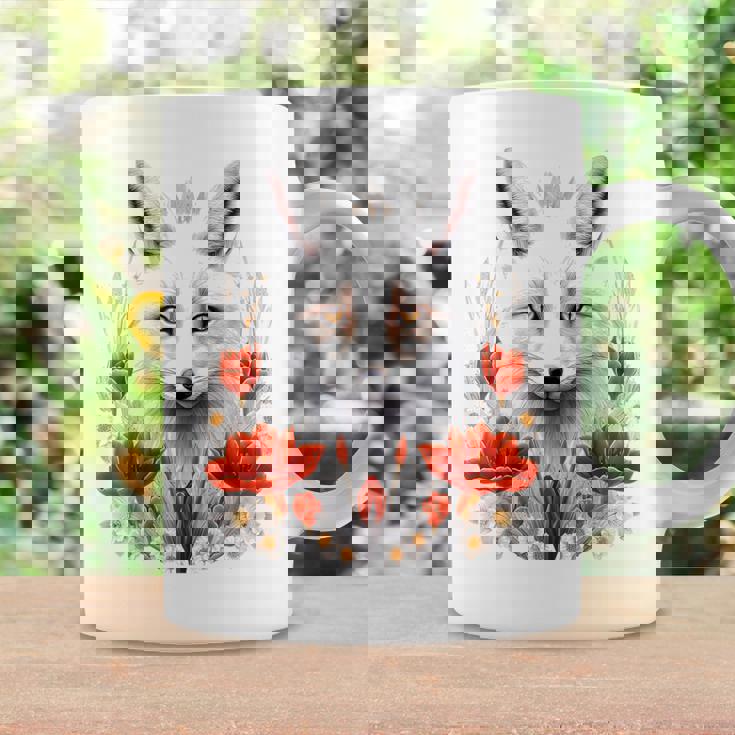 狐 アニマル柄 モチーフ 図面 イラスト 自然 狐 コーヒーマグ ギフトのアイデア