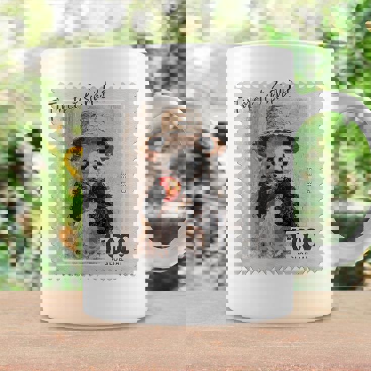 麦わら帽子 りんご パンダ 小さなパンダ 切手風 コーヒーマグ ギフトのアイデア