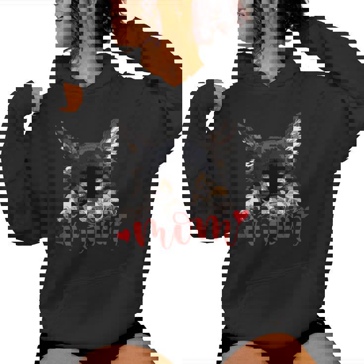 Chihuahua Mom The Dog Mother Chiwawa ブラック&タン チワワ 長袖tシャツ レディースパーカー