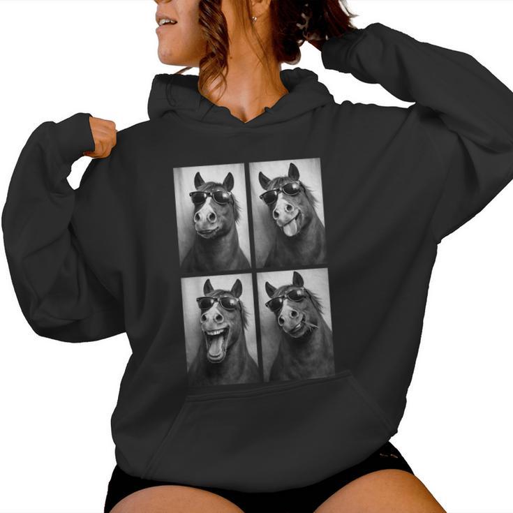 Cool Horse Sunglasses Photobooth Farm Animal Stallion Women Hoodie