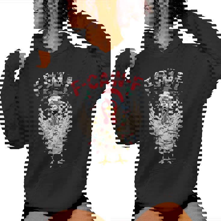 F Caw F Chicken Christmas Lights Santa Xmas Chicken Women Hoodie