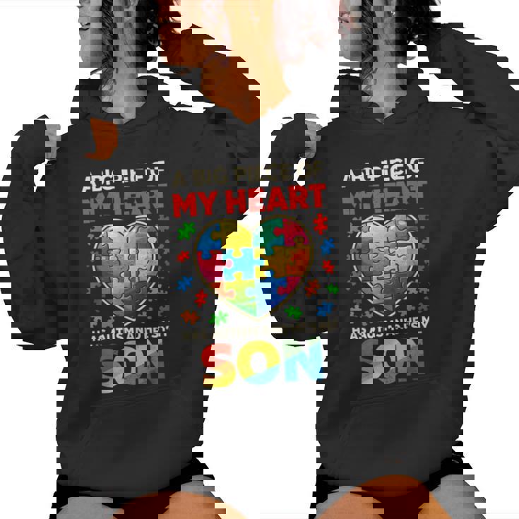 My Heart Has Autism Proud Autism Parent Dad Mom Autism Son Women Hoodie