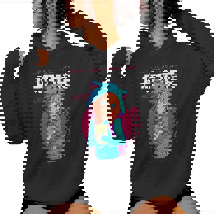 Just A Girl Loves アニメ ラーメン スケッチ オタク少女アニメ 長袖tシャツ レディースパーカー