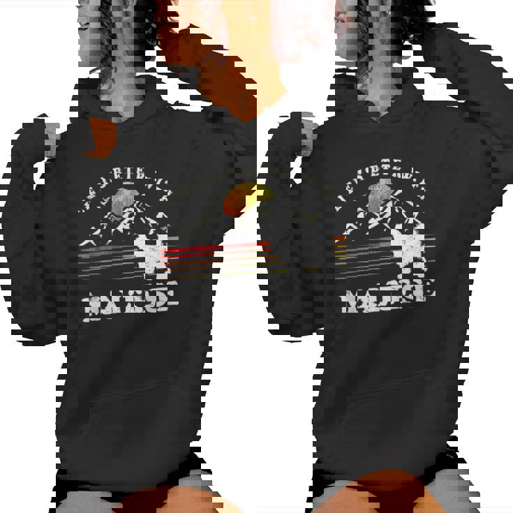 Life Better マルチーズ ビンテージ Dog Mom Dad レディースパーカー