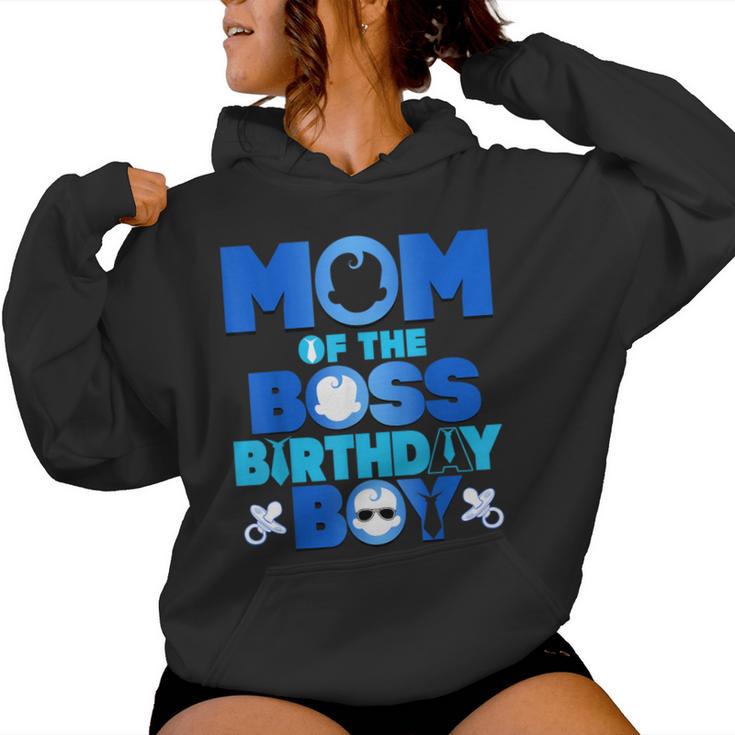 Mom Of The Boss Birthday Boy Baby Family Party Decoration Women Hoodie