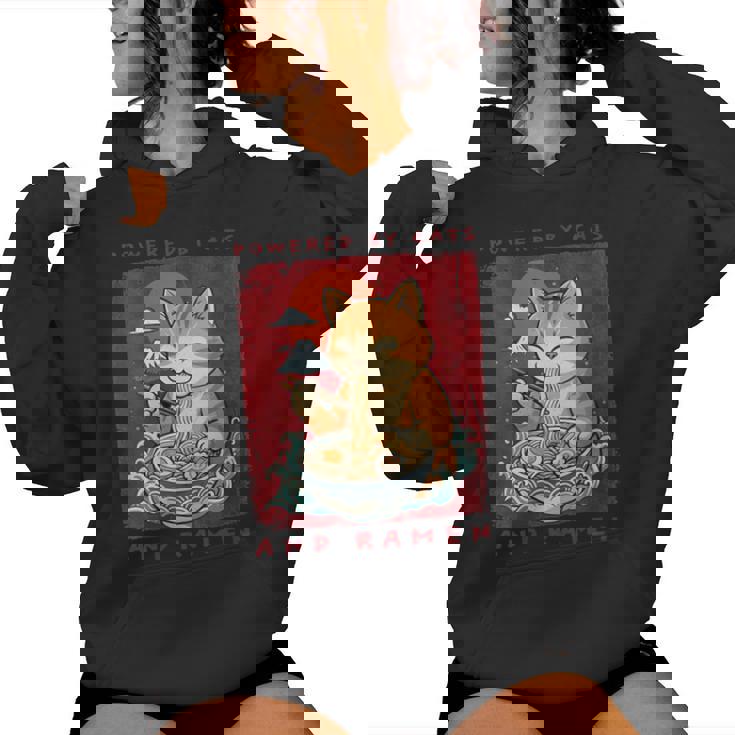 Powered By Cats And Ramen Japanese Cute Cat Lovers Women Hoodie