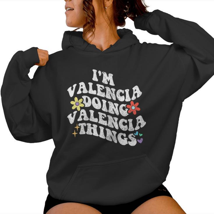 Retro Groovy Imalencia Haciendoalencia Cosas Divertidas Sudadera con capucha para mujer