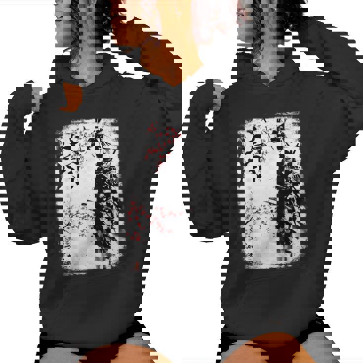 Samurai Giraffe Ninja Budo Japan Worrior Cherry Blosson レディースパーカー