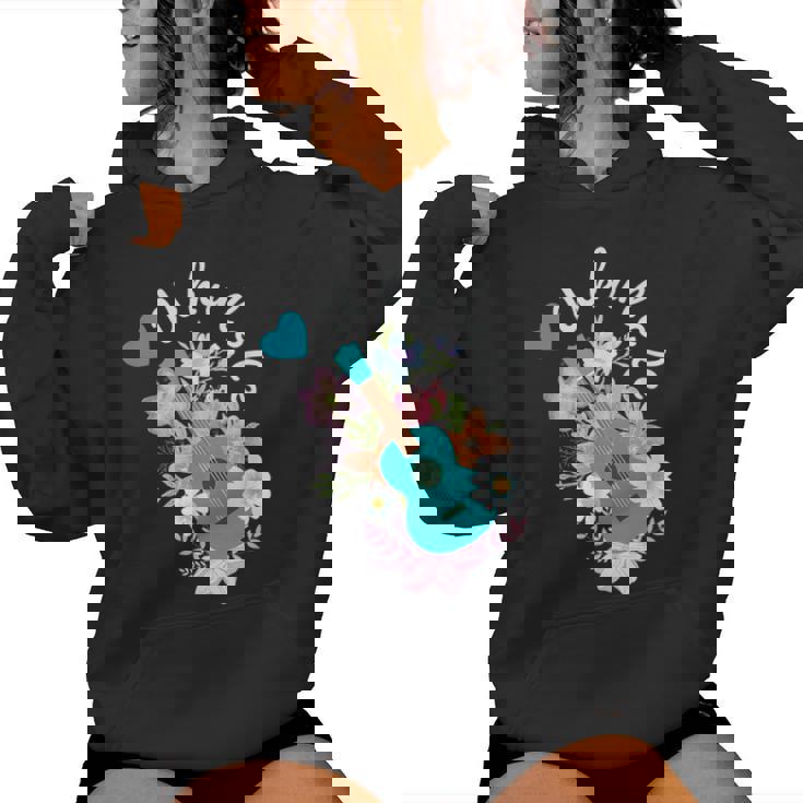 ウクレレギフト 70年代の花のウクレレ奏者 レディースパーカー