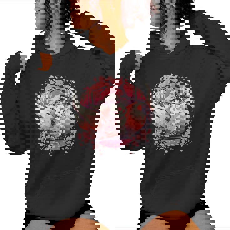 キツネ キツネ 九尾キツネ 桜花 レディースパーカー