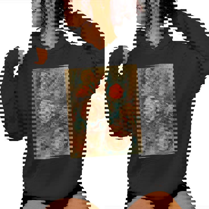 バラの花束 ルノワール 印象派 カラフル絵画 レディースパーカー