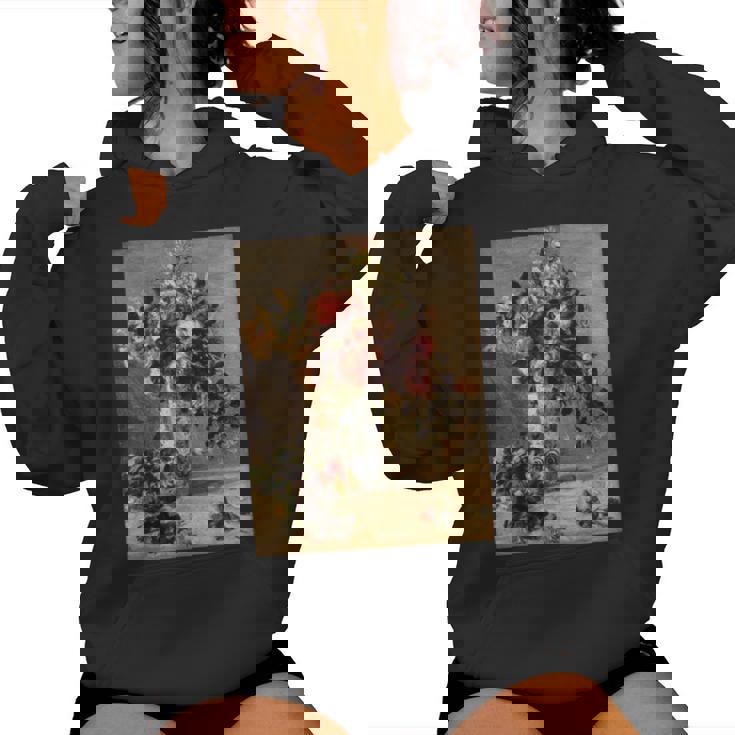 ピエール・オーギュスト ルノワールのバラとジャスミン デルフト花瓶 長袖tシャツ レディースパーカー