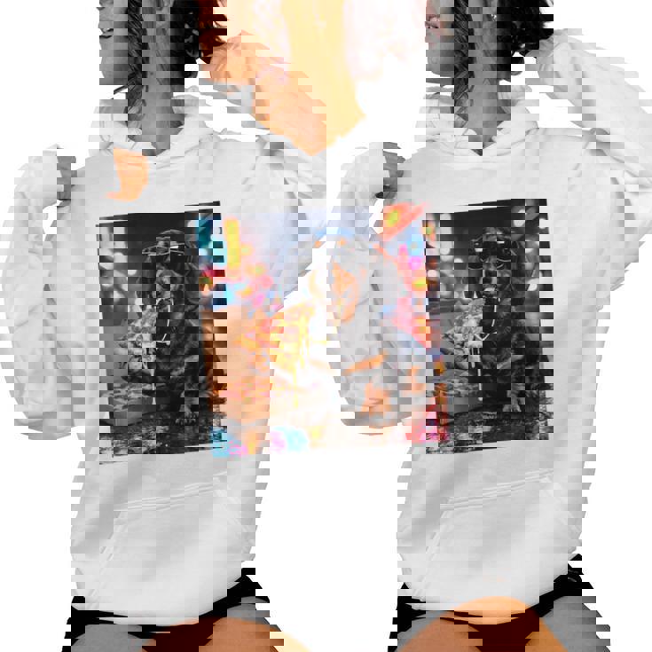 かわいい ダックスフンド 犬 ピザ 面白い 男の子 女の子 コスチューム 大人 ミーム レディースパーカー