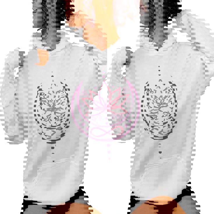 月と無限のシンボルの蓮 ヨガと禅 蓮の花 レディースパーカー