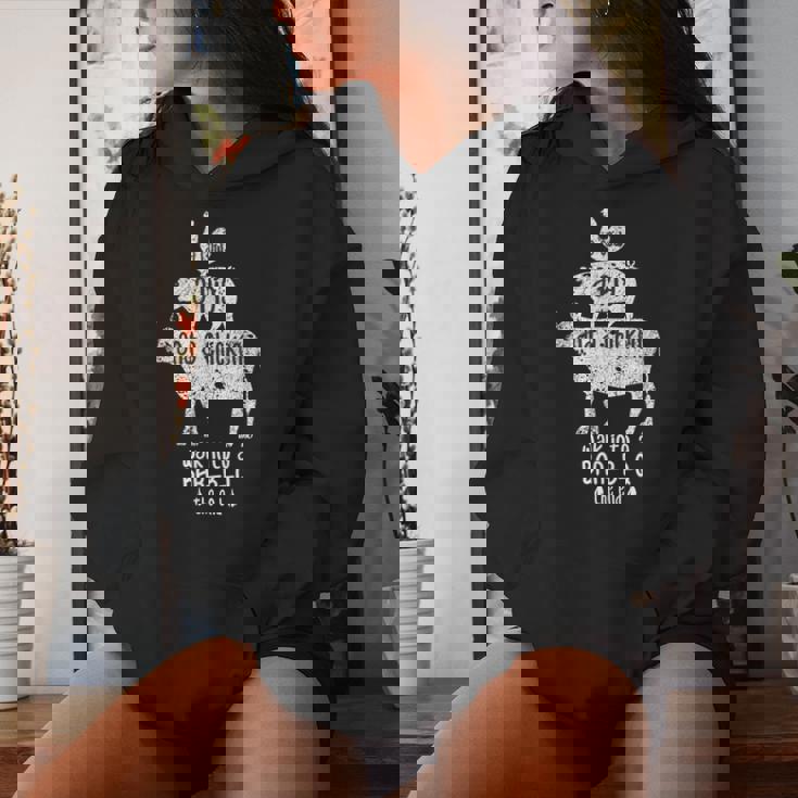 Cow Pig Chicken Bbq Joke 牛と豚と鶏 おかしいバーベキューミートイーター シェフギフト レディースパーカー 彼女への贈り物