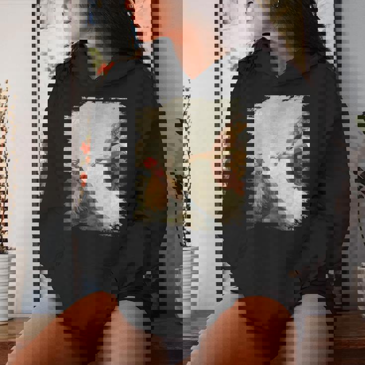 Creation Of Chicken Adam クラシック ミケランジェロ ニワトリ ファニー レディースパーカー 彼女への贈り物