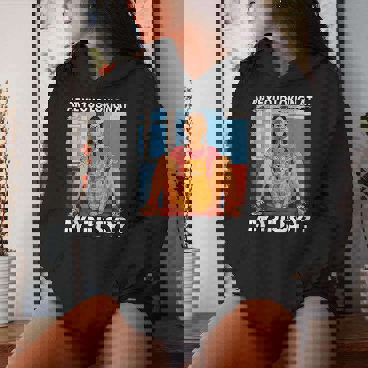 Pussy Meme Adult Girls Pun Are You Looking At My Pussy レディースパーカー 彼女への贈り物