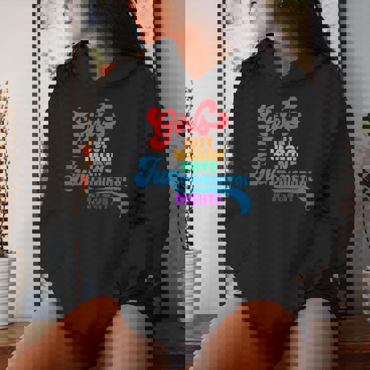 Girls Just Wanna Have Fundamental Rights カラフル レインボー レディースパーカー 彼女への贈り物