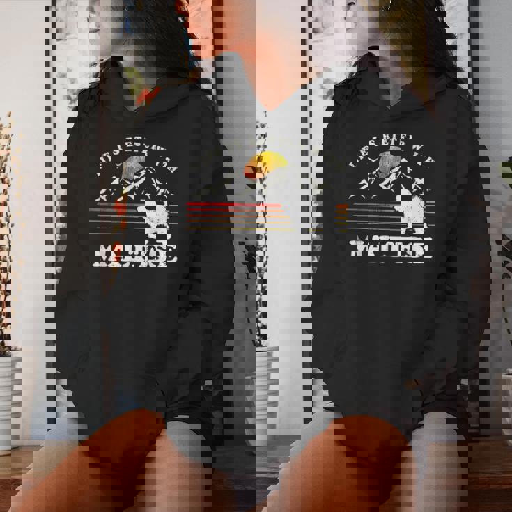 Life Better マルチーズ ビンテージ Dog Mom Dad レディースパーカー 彼女への贈り物