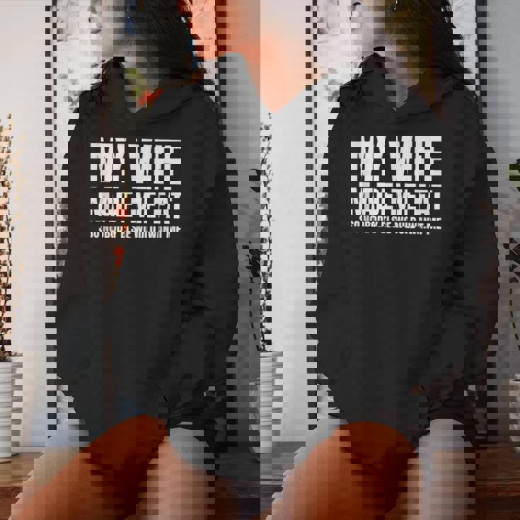 My Wife Made Me Fat Unhinged Dad Joke 不潔なミーム ぽっちゃり レディースパーカー 彼女への贈り物