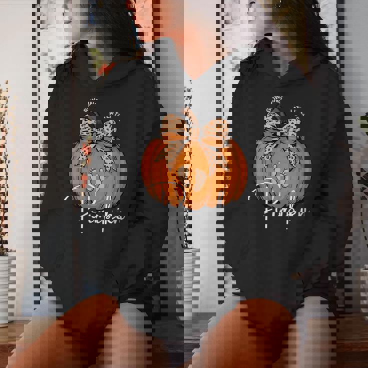 Pregnancy Announcement Growing Little Pumpkin Baby Fall Women's Hoodie Gifts for Her