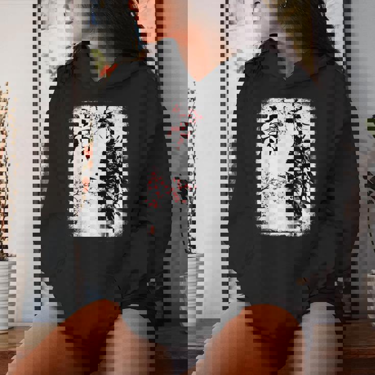 Samurai Giraffe Ninja Budo Japan Worrior Cherry Blosson レディースパーカー 彼女への贈り物