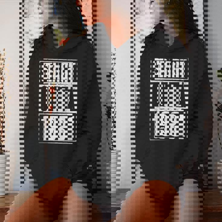 Straight Outta 1981 Womenintage 1981 Birth Of Birthday レディースパーカー 彼女への贈り物